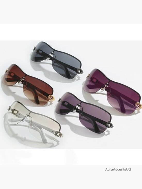 Y2K Wrap-Around Sunglasses with Metal Chain Temples - UV Protection main image 5